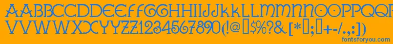 GALLA   -Schriftart – Blaue Schriften auf orangefarbenem Hintergrund