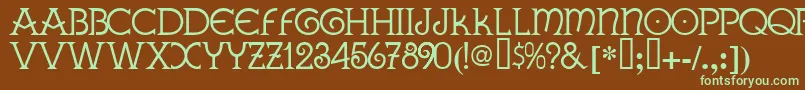 フォントGALLA    – 緑色の文字が茶色の背景にあります。