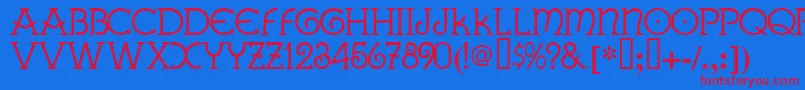 GALLA   -Schriftart – Rote Schriften auf blauem Hintergrund