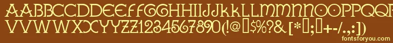 GALLA   -fontti – keltaiset fontit ruskealla taustalla