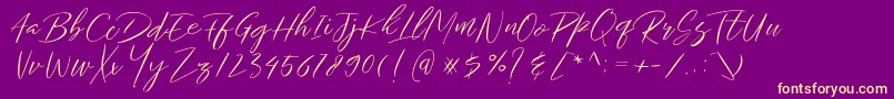 フォントGallactica Demo – 紫の背景に黄色のフォント