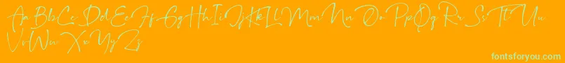 Gallatone-Schriftart – Grüne Schriften auf orangefarbenem Hintergrund