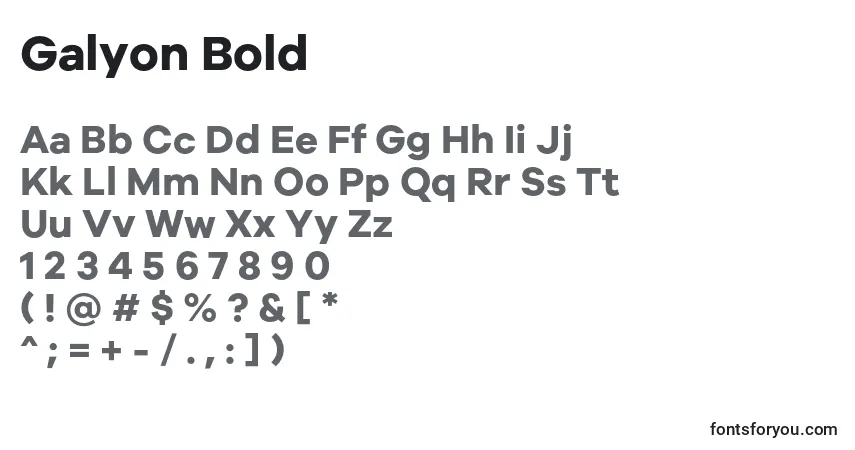 Schriftart Galyon Bold – Alphabet, Zahlen, spezielle Symbole