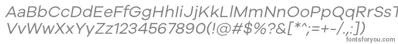 Galyon Italic-fontti – harmaat kirjasimet valkoisella taustalla