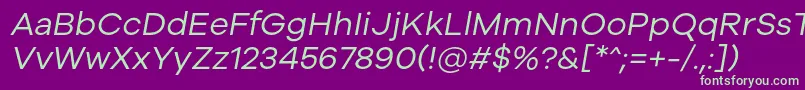 Fonte Galyon Italic – fontes verdes em um fundo violeta