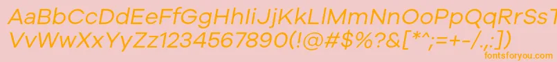 Galyon Italic-fontti – oranssit fontit vaaleanpunaisella taustalla