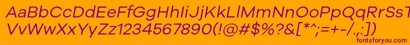Czcionka Galyon Italic – fioletowe czcionki na pomarańczowym tle
