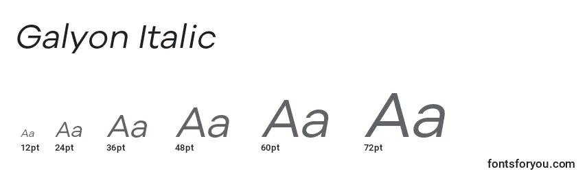 Размеры шрифта Galyon Italic