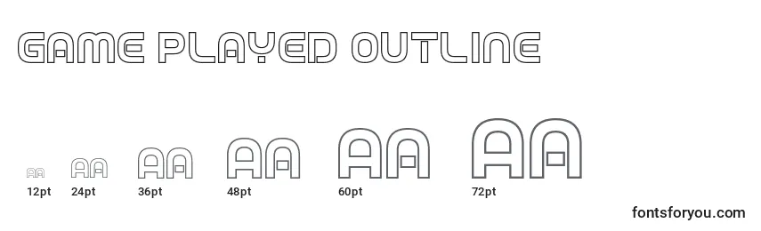 Game Played Outline Font Sizes