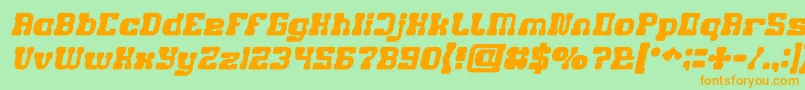 GAME ROBOT Bold Italic-Schriftart – Orangefarbene Schriften auf grünem Hintergrund