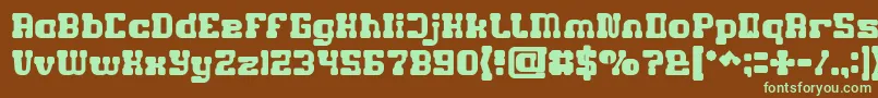フォントGAME ROBOT Bold – 緑色の文字が茶色の背景にあります。
