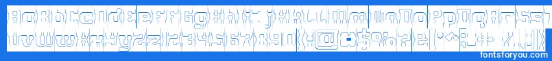 GAME ROBOT Hollow Inverse-Schriftart – Weiße Schriften auf blauem Hintergrund