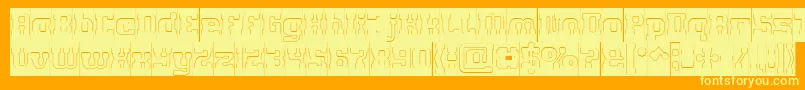 GAME ROBOT Hollow Inverse-Schriftart – Gelbe Schriften auf orangefarbenem Hintergrund