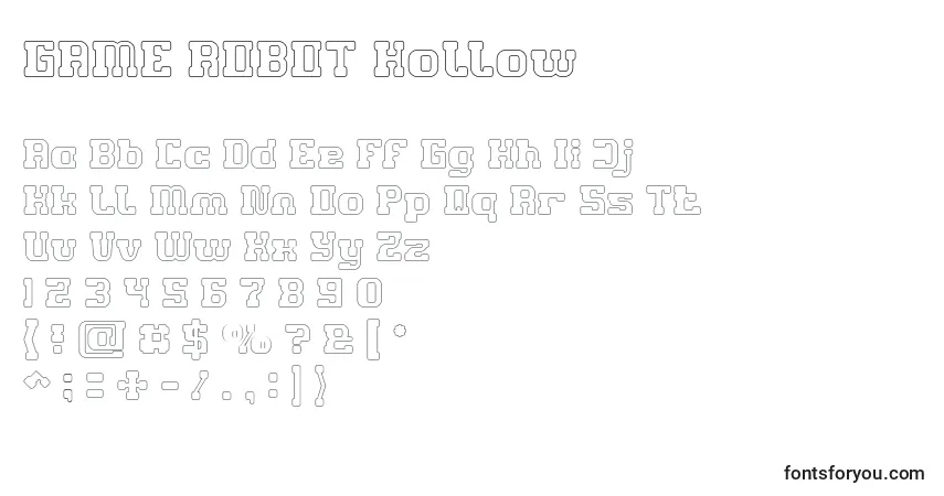 Fuente GAME ROBOT Hollow - alfabeto, números, caracteres especiales