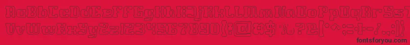 GAME ROBOT Hollow-Schriftart – Schwarze Schriften auf rotem Hintergrund