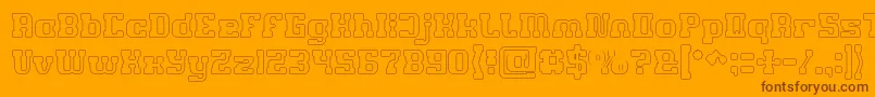 GAME ROBOT Hollow-Schriftart – Braune Schriften auf orangefarbenem Hintergrund