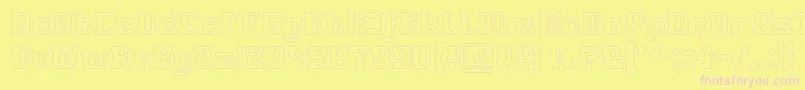 フォントGAME ROBOT Hollow – ピンクのフォント、黄色の背景