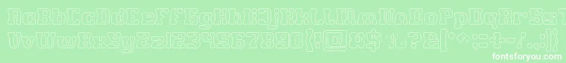 GAME ROBOT Hollow-Schriftart – Weiße Schriften auf grünem Hintergrund