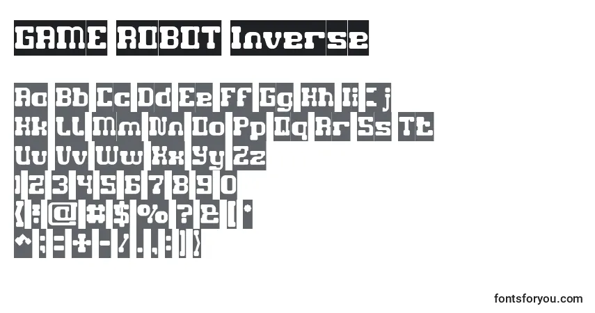 Шрифт GAME ROBOT Inverse – алфавит, цифры, специальные символы