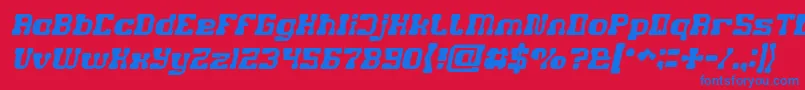 GAME ROBOT Italic-Schriftart – Blaue Schriften auf rotem Hintergrund