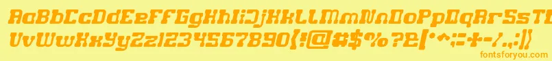 GAME ROBOT Italic Font – Orange Fonts on Yellow Background