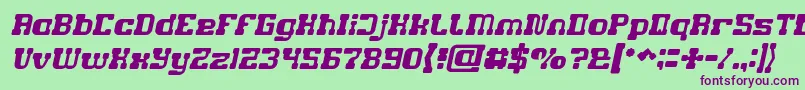 フォントGAME ROBOT Italic – 緑の背景に紫のフォント