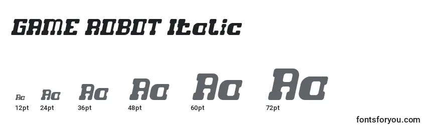 Tamaños de fuente GAME ROBOT Italic