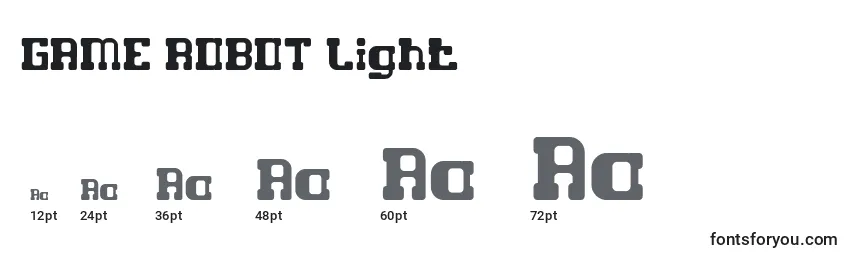 Размеры шрифта GAME ROBOT Light