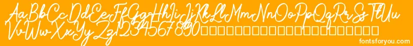 Gamelia-Schriftart – Weiße Schriften auf orangefarbenem Hintergrund