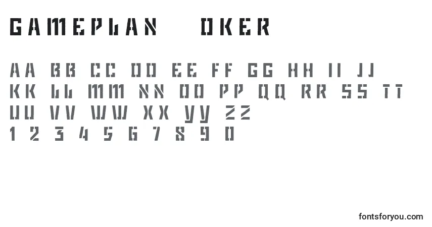 Schriftart GamePlan   Dker – Alphabet, Zahlen, spezielle Symbole