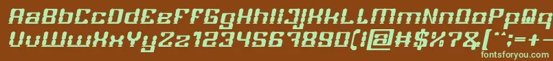 フォントGAMER Bold Italic – 緑色の文字が茶色の背景にあります。