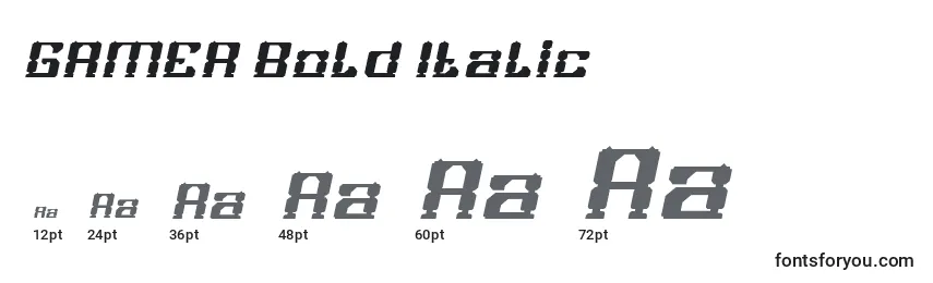 GAMER Bold Italic Font Sizes