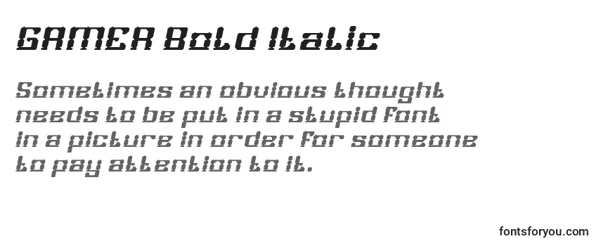 Review of the GAMER Bold Italic Font