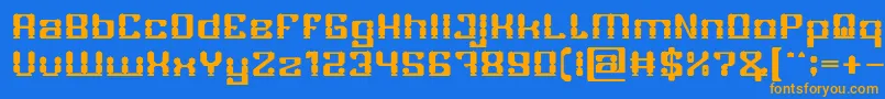 フォントGAMER Bold – オレンジ色の文字が青い背景にあります。