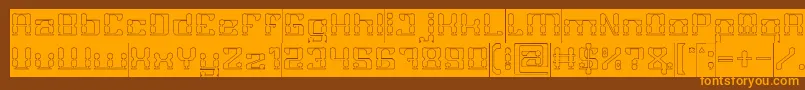 GAMER Hollow Inverse-Schriftart – Orangefarbene Schriften auf braunem Hintergrund