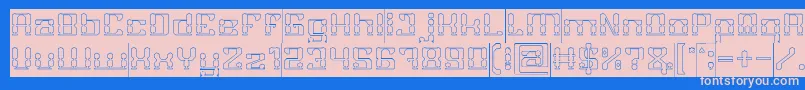 GAMER Hollow Inverse-Schriftart – Rosa Schriften auf blauem Hintergrund