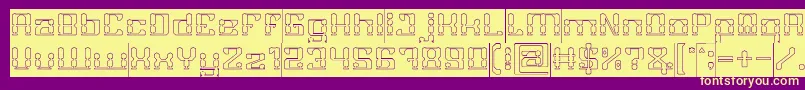 GAMER Hollow Inverse-Schriftart – Gelbe Schriften auf violettem Hintergrund