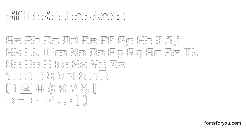 Шрифт GAMER Hollow – алфавит, цифры, специальные символы