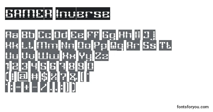 Czcionka GAMER Inverse – alfabet, cyfry, specjalne znaki