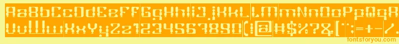 フォントGAMER Inverse – オレンジの文字が黄色の背景にあります。