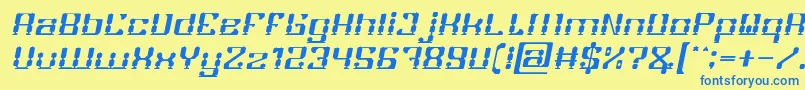 GAMER Italic-Schriftart – Blaue Schriften auf gelbem Hintergrund