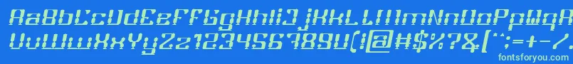 GAMER Italic Font – Green Fonts on Blue Background