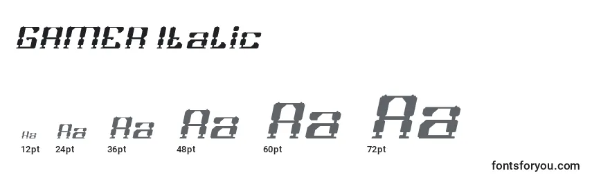 GAMER Italic Font Sizes