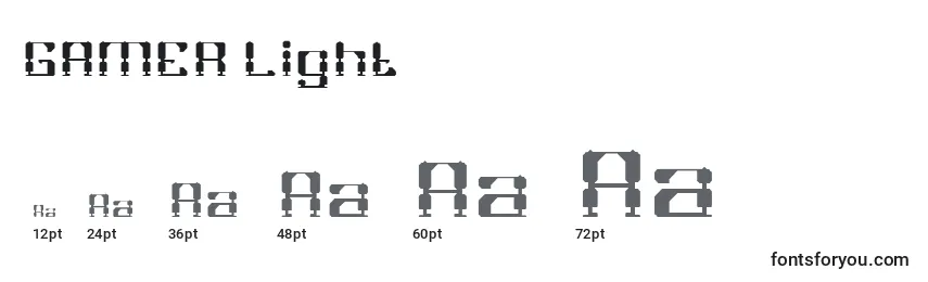 Размеры шрифта GAMER Light
