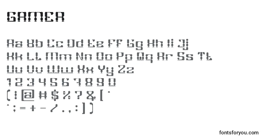 Czcionka GAMER (127679) – alfabet, cyfry, specjalne znaki