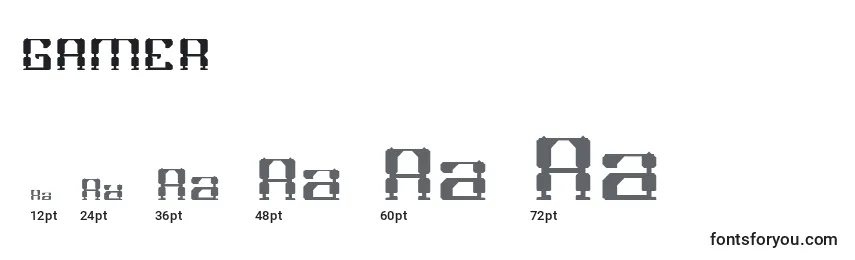 Größen der Schriftart GAMER (127679)