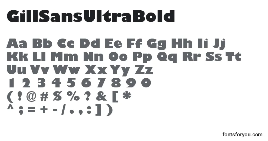 Schriftart GillSansUltraBold – Alphabet, Zahlen, spezielle Symbole