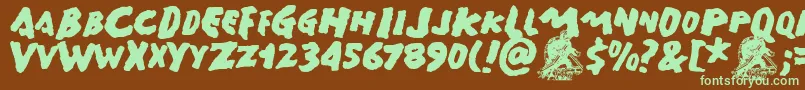 GAMERA  -fontti – vihreät fontit ruskealla taustalla
