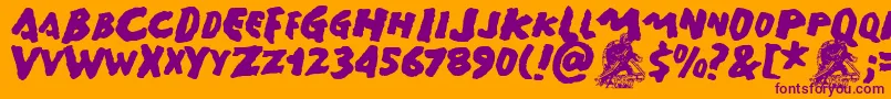 GAMERA  -Schriftart – Violette Schriften auf orangefarbenem Hintergrund