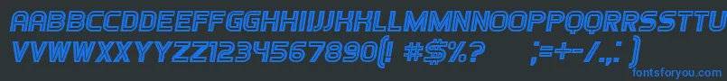 Шрифт Games Italic – синие шрифты на чёрном фоне